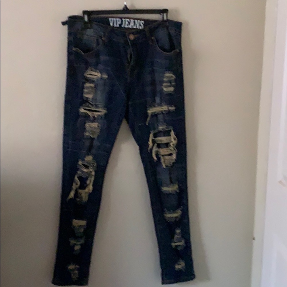 Junior dark patch jeans